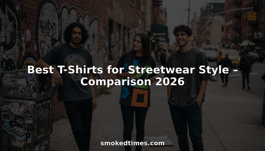 Streetwear t-shirt styles in urban city setting