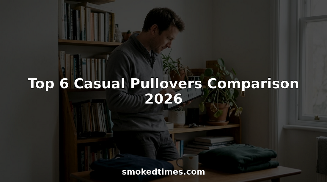 Man comparing pullovers in cozy living room