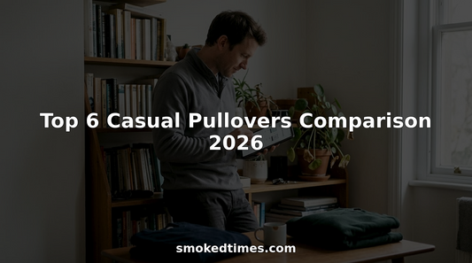 Man comparing pullovers in cozy living room