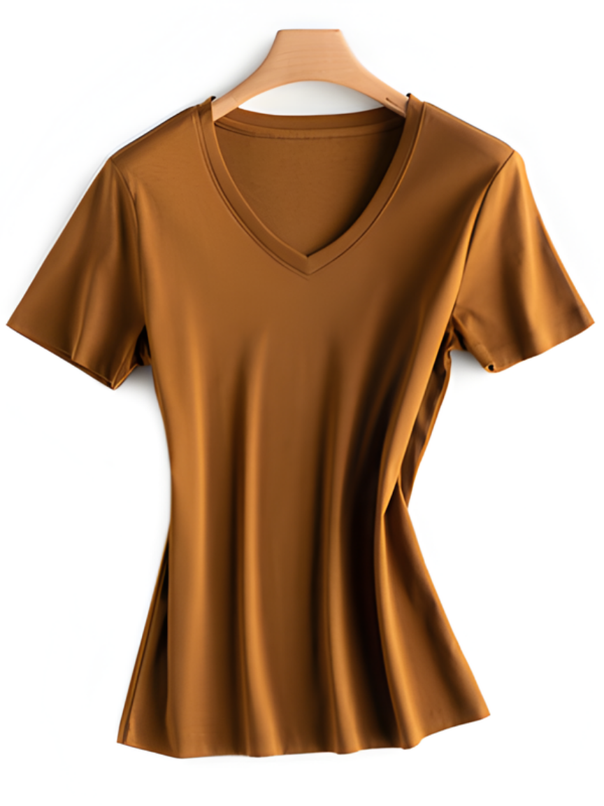 Cotton-Silk Blend V-Neck