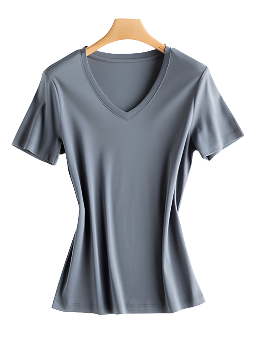 Cotton-Silk Blend V-Neck