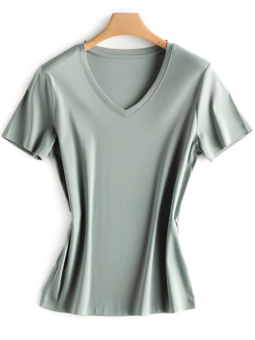 Cotton-Silk Blend V-Neck