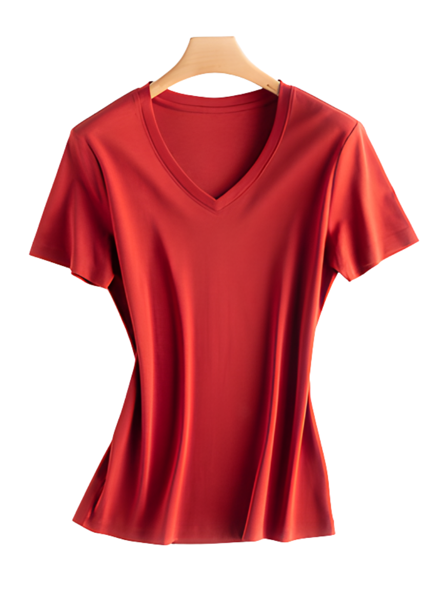 Cotton-Silk Blend V-Neck