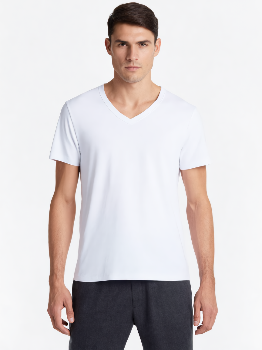 Cotton-Silk Blend V-Neck