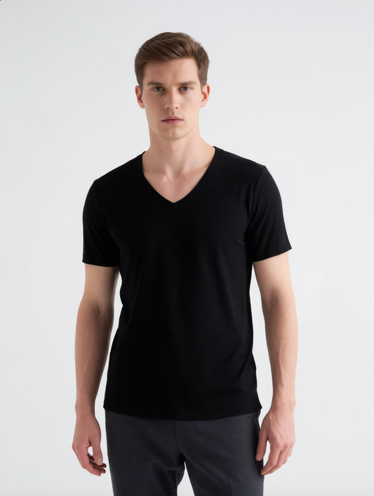 Cotton-Silk Blend V-Neck